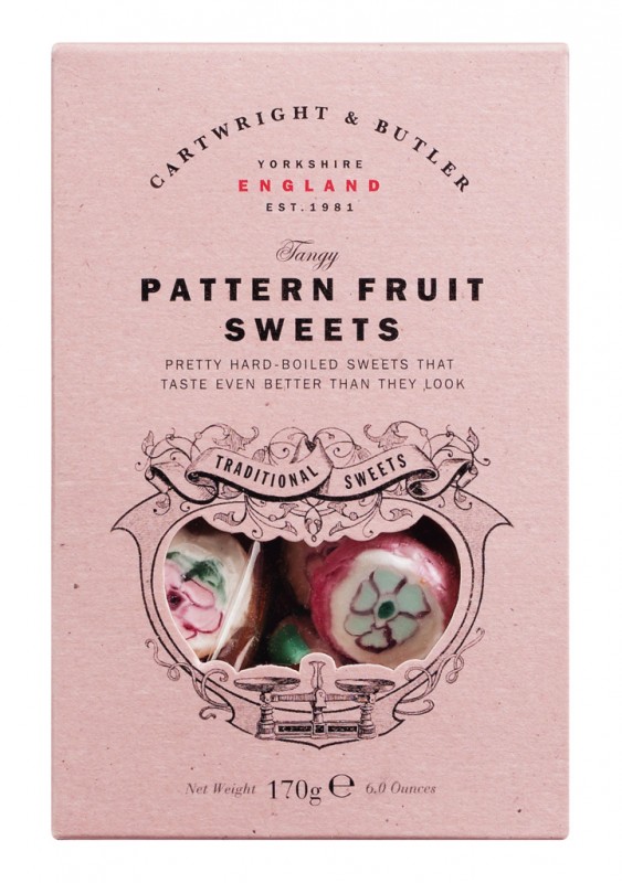 Pattern Fruit Sweets, Box, Fruchtbonbons in Geschenkpackung, Cartwright & Butler - 170 g - Packung