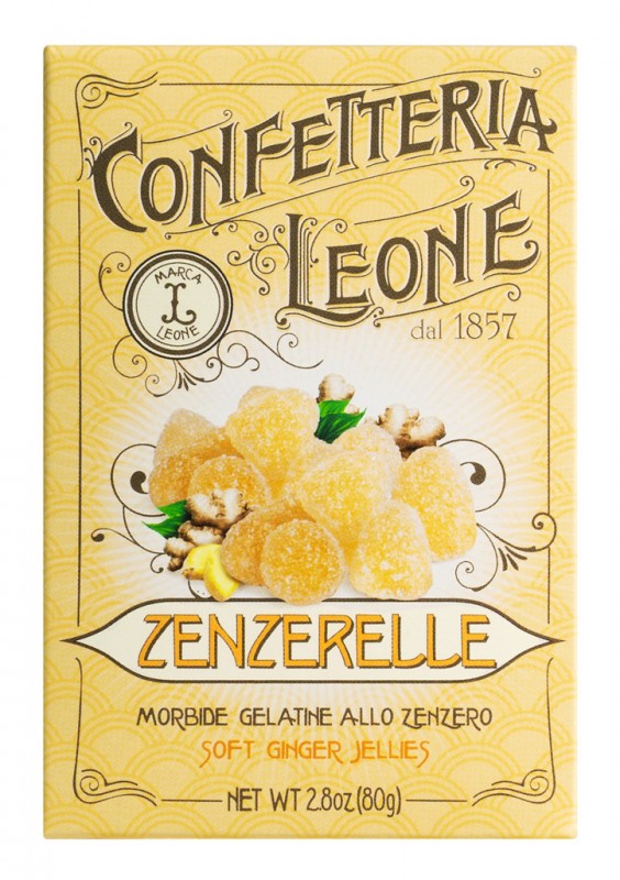 Astuccio zenzerelle, Gelee-Bonbons mit Ingwer, Leone - 80 g - Packung