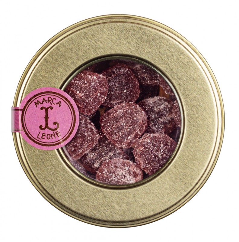 Tondini Amarena Gélatine, bonbons à la gelée de fruits cerise aigre, Leone - 150g - pouvez