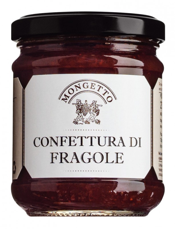 Confettura di fragole, jordbærsyltetøj, mongetto - 230 g - Glas