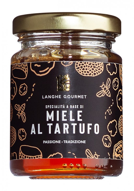 Miele al tartufo, Honig mit Sommertrüffel, Langhe Gourmet - 110 g - Glas Miele al tartufo, Honig mit Sommertrüffel, Langhe Gourmet - 110 g - Glas