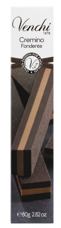 Tablette Extra Dark Cremino Soft, chocolats en couches crème gianduia amande noire, Venchi - 80g - pièce
