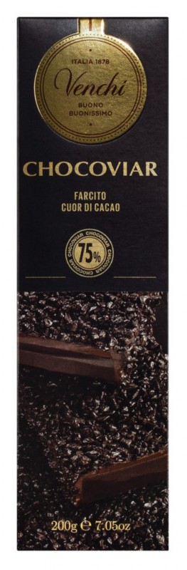 Chocoviar Bar, dark chocolate with chocolate cream, Venchi - 200 g - piece