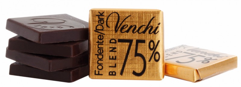 Blend 75%, dark chocolate 75%, America+Ghana+Arriba, Venchi - 1,000g - kg