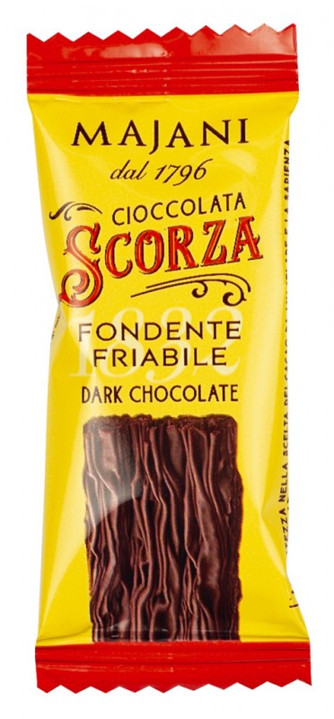 Scorza Cioccolata Fondente 60%, fijne extra donkere chocolade, display, Majani - 700g - scherm