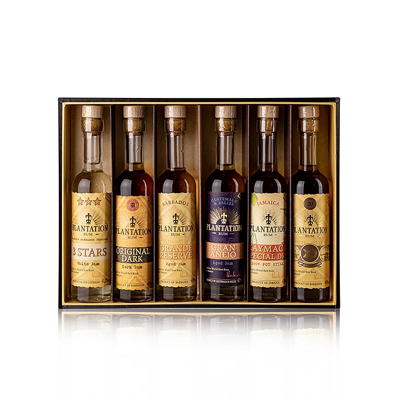 Plantation Rum Experience Box Geschenk SET, 6 x 10 cl - 600 ml, 6 x 100ml - Flasche