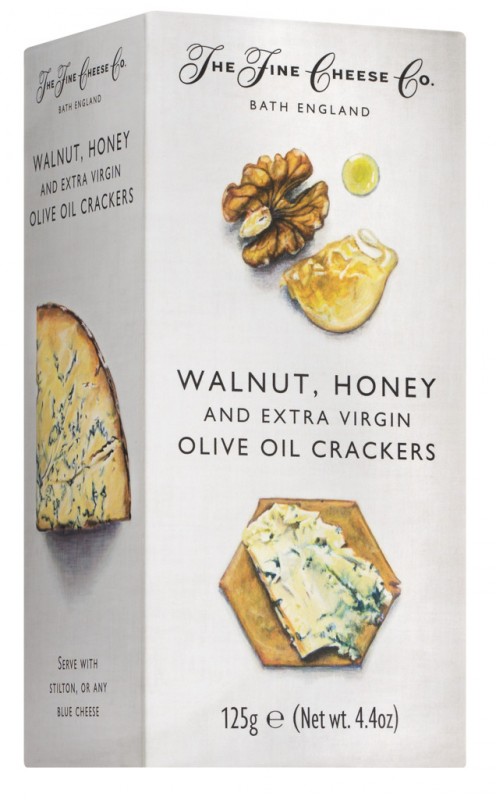 Crackers aux noix, au miel et à l`huile d`olive extra vierge, Crackers pour fromage aux noix, au miel et à l`huile d`olive, The Fine Cheese Company - 125g - pack