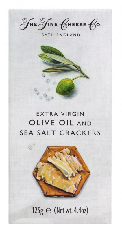 Crackers à l`huile d`olive extra vierge et au sel de mer, Crackers pour fromage à l`huile d`olive et au sel, The Fine Cheese Company - 125g - pack