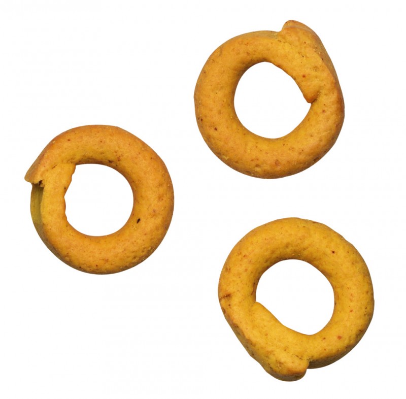 Taralli con Curcuma e Zenzero, Salzgebäck mit Kurkuma und Ingwer, Terre dei Trulli - 250 g - Beutel Taralli con Curcuma e Zenzero, Salzgebäck mit Kurkuma und Ingwer, Terre dei Trulli - 250 g - Beutel