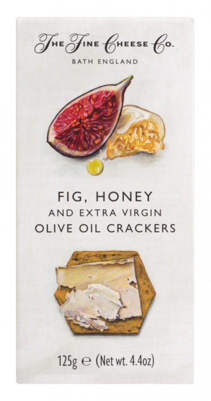 Fig, Honey & Extra Virgin Olive Oil Crackers, Cracker für Käse mit Feige, Honig & Olivenöl, The Fine Cheese Company - 125 g - Packung