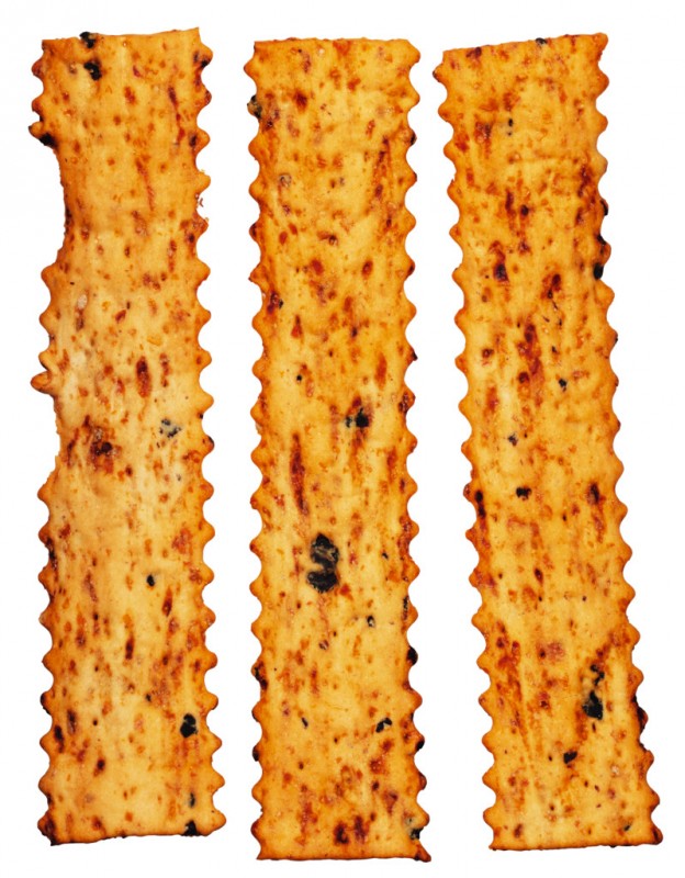 Tomato + Black Olive Bread Thins, Salzgebäck mit Tomaten + schwarzen Oliven, Cartwright & Butler - 100 g - Packung