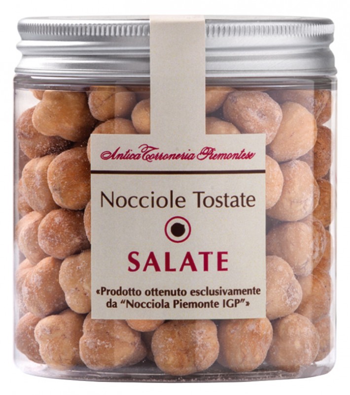Nocciole Tostate Salata Vaso, Noisettes Salées Piemonte IGP, Antica Torroneria Piemontese - 150g - Verre