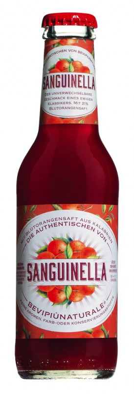 Sanguinella, Erfrischungsgetränk mit Blutorangensaft, Bevi più naturale - 0,2 l - Flasche