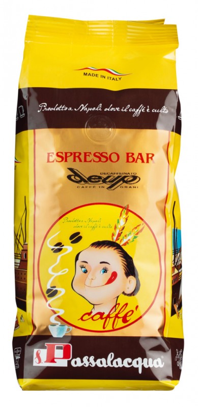 Deup in grani, 80% Arabica, 20% Robusta, beans, decaffeinated, Passalacqua - 500g - bag