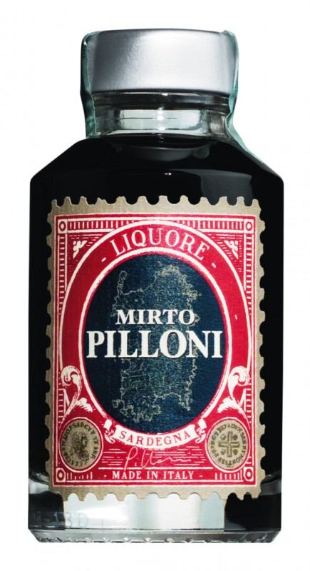 Mirto Rosso Pilloni, myrtle liqueur, mini, Silvio Carta - 0.1L - bottle