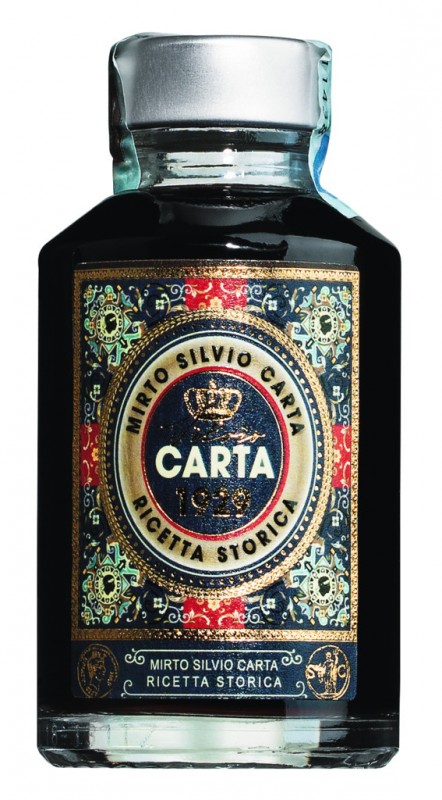 Mirto Ricetta Storica, myrtle liqueur, mini, Silvio Carta - 0.1L - bottle