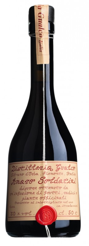 Amaro soldatini, liqueur amère, Distilleria Gualco - 0.5L - bouteille