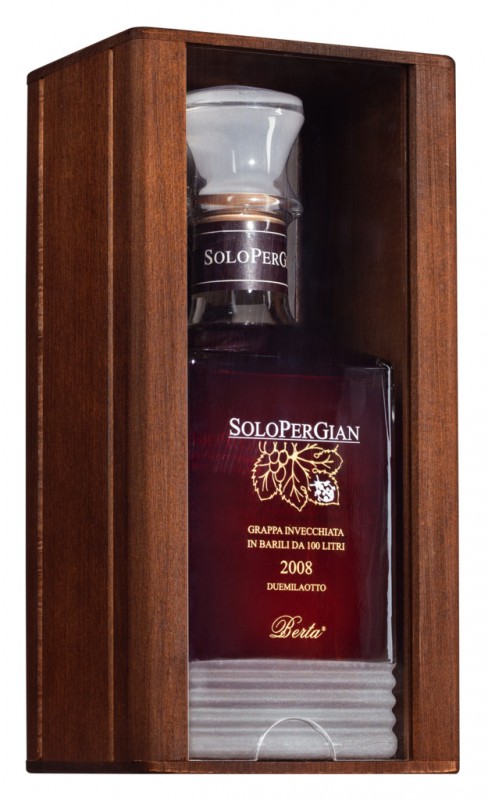 SoloPerGian, grappa i gaveæske af træ, Berta - 0,7 l - flaske