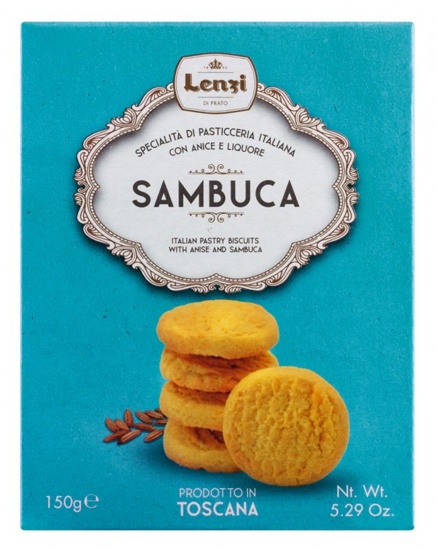 Sambuca - Pasticcini alla Sambuca e Anice, Gebäck mit Sambuca und Anis, Lenzi - 150 g - Packung