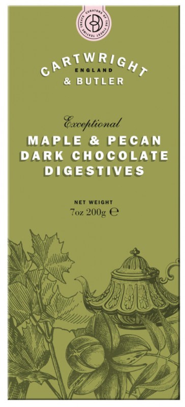Maple & Pecan Digestive Biscuits, Gebäck mit Ahornsirup und Pekannuss, Packung, Cartwright & Butler - 200 g - Packung