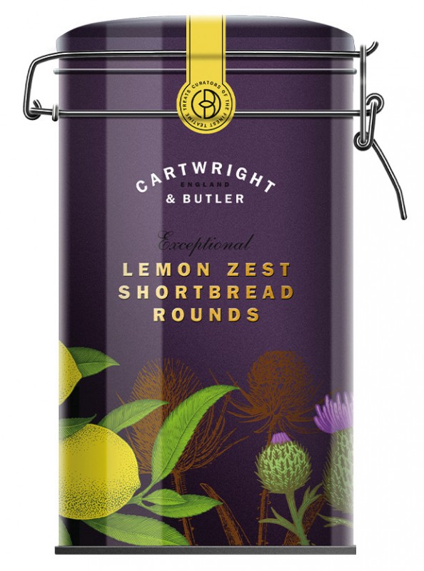 Lemon Zest Shortbread Rounds, Shortbread with Lemon, Tin, Cartwright and Butler - 200 g - can