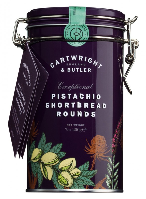 Pistachio Shortbread rounds, Buttergebäck mit Pistazien, Dose, Cartwright & Butler - 200 g - Dose