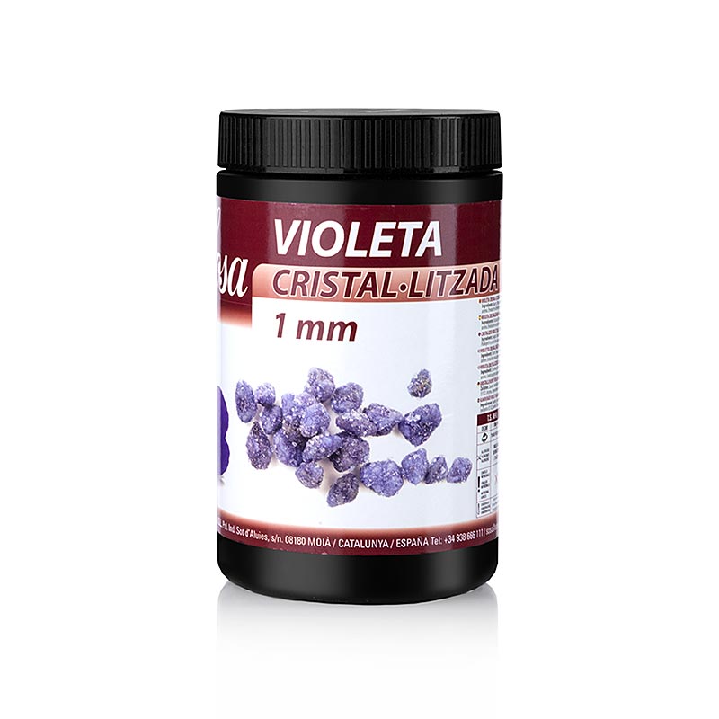 Sosa Krystalliseret Violet Blomsterstykker, Violet, 1 mm stykker - 500 g - Pe-dosis