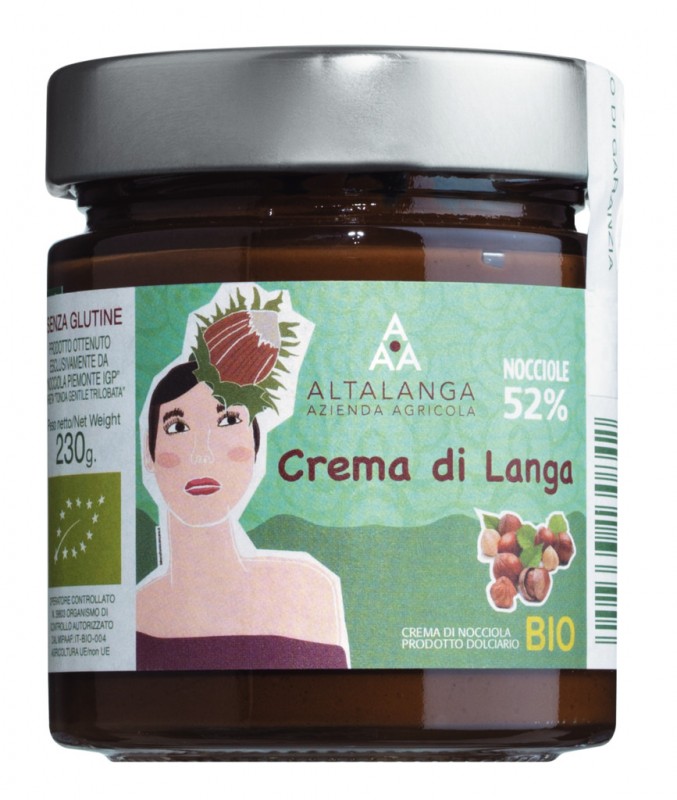 Crema di Langa 52 %, Bio, Kakaocreme, Bio, Altalanga - 230 g - Glas