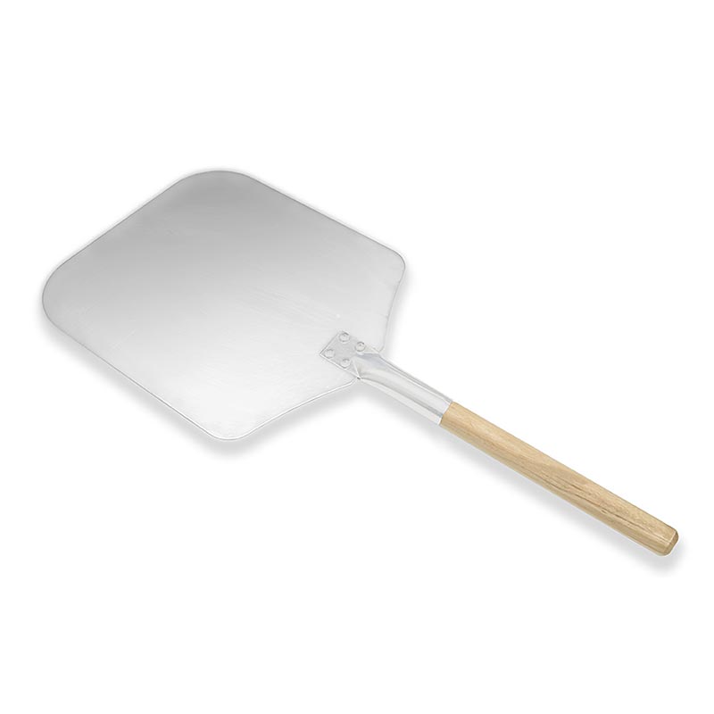 Pizza shovel, aluminum with wooden handle, 35x30.5cm shovel, handle 43cm long - 1 piece - loose