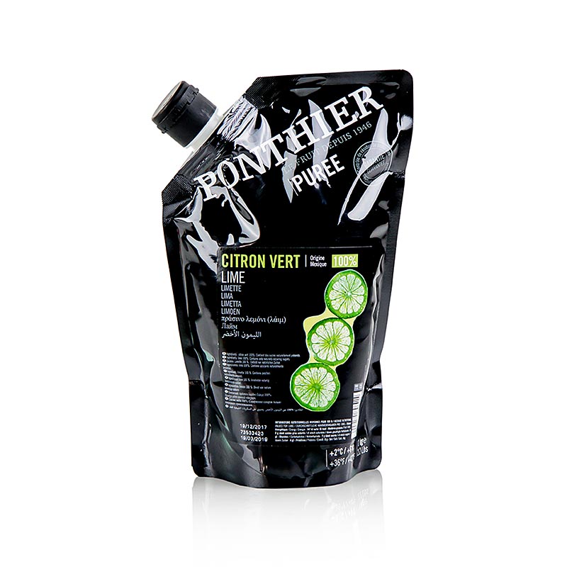 Ponthier puree - lime, 100% fruit, unsweetened - 1 kg - bag