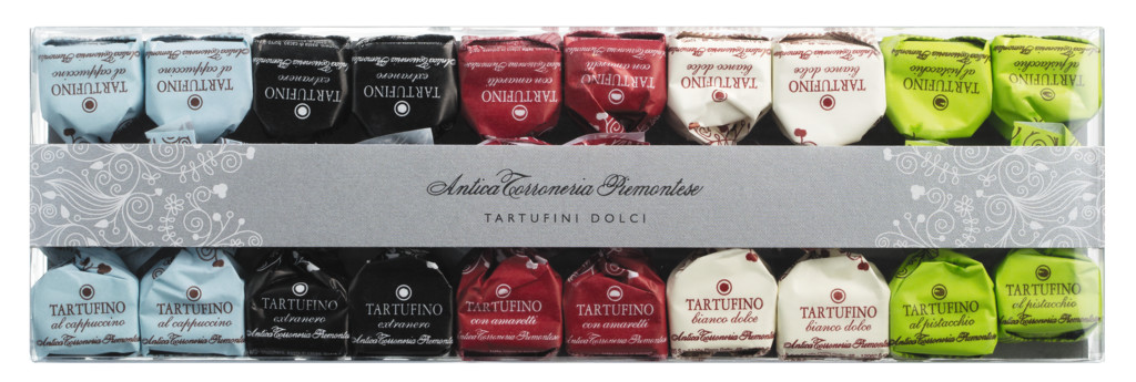Tartufini dolci misti, astuccio da 20 pezzi, mini gemengde chocoladetruffels, doosje van 20, Antica Torroneria Piemontese - 140g - inpakken