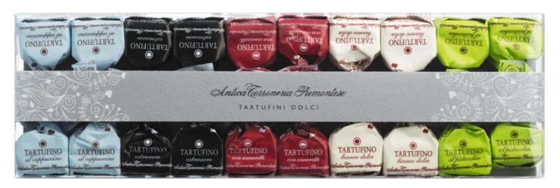 Tartufini dolci misti, astuccio da 20 pezzi, blandede mini chokoladetrøfler, kasse af 20, Antica Torroneria Piemontese - 140 g - pakke