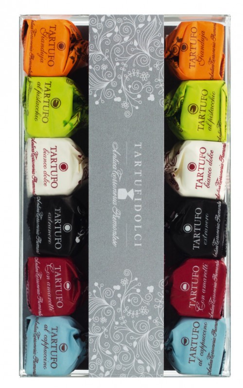 Tartufi dolci misti, astuccio da 12 pezzi, mixed chocolate truffles, case of 12, Antica Torroneria Piemontese - 165g - pack