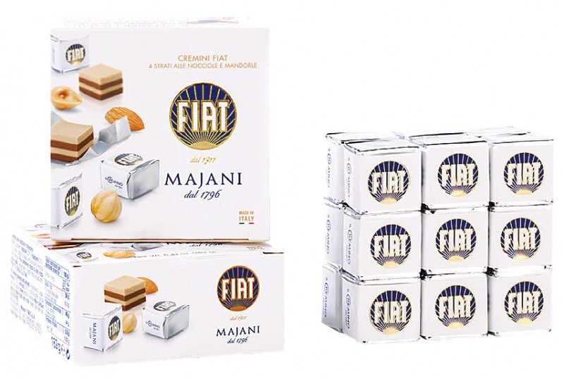 Dadino Fiat Classico, chocolats en couches, crème de noisette et d`amande, Majani - 182g - pack