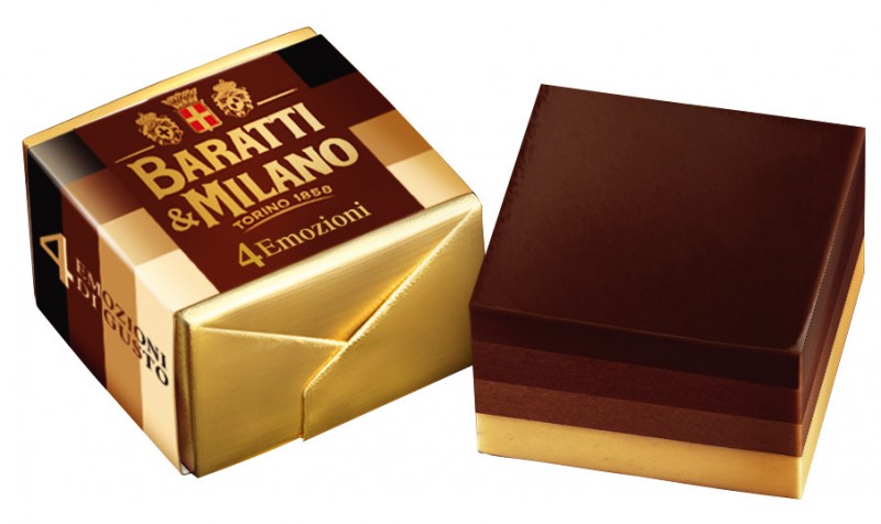 Cremino 4 emozioni di gusto, chocolats en couches aux noisettes, 4 couches, Baratti e Milano - 500g - sac