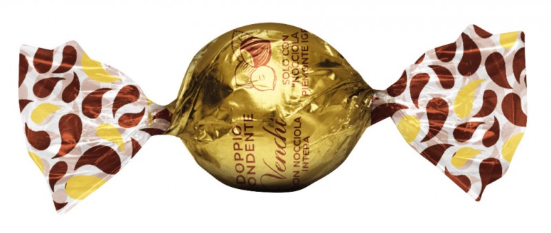 Dark Dubledone Praline, Mandelnougatpraline, Zartbitter m.ganzer Haselnuss, Venchi - 1.000 g - kg