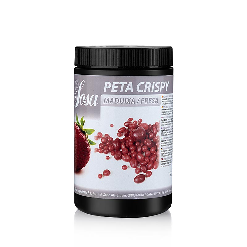 SOSA Peta Crispy (popping shower), jordbær, overtrukket med kakaosmør, vådfast - 900 g - PE kan