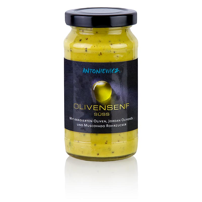 Antoniewicz - moutarde aux olives, moutarde douce aux olives confites - 210 ml - verre
