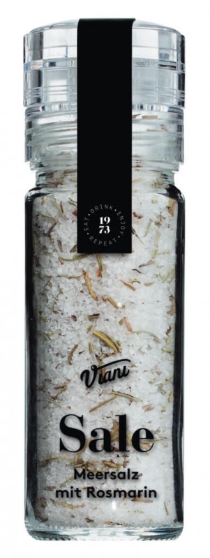 Sea salt with rosemary, mill Sale al Rosmarino, Viani Alimentari - 90 g - Piece