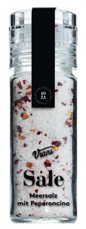 Sea salt with chili, mill Sale al peperoncino, Viani Alimentari - 90 g - Piece