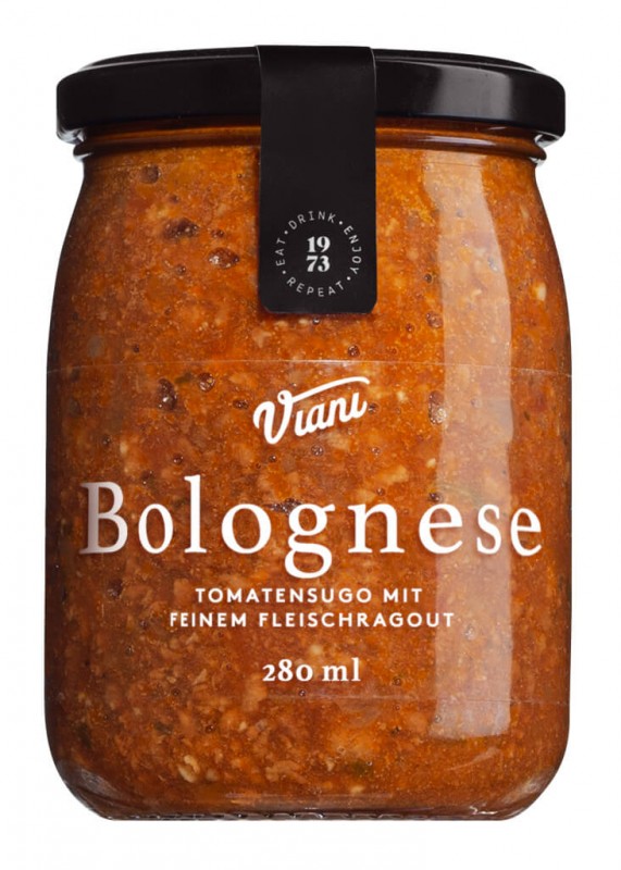 BOLOGNESE - tomatsauce med fin kødragout, tomatsauce med kødragout, Viani - 290 ml - Glas
