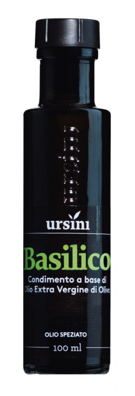 Olio Basilico, olive oil with basil, Ursini - 100 ml - bottle