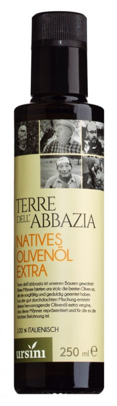 Huile d`olive extra vierge Terre dell`Abbazia, Huile d`olive extra vierge Terre dell`Abbazia, Ursini - 250ml - bouteille