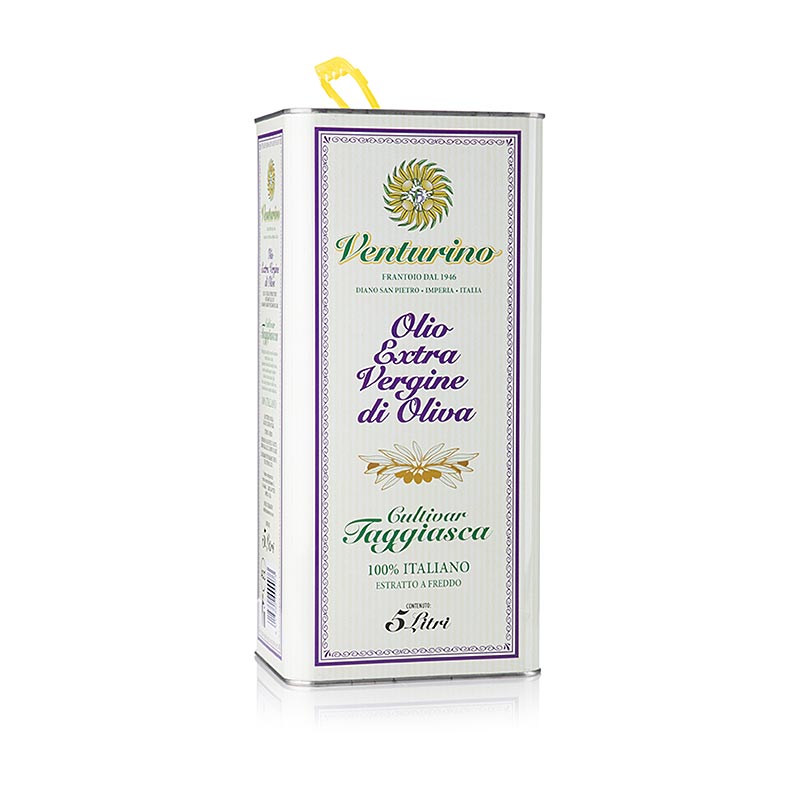 Huile d`Olive Extra Vierge, Venturino, 100% Olives Taggiasca - 5 l - boîte