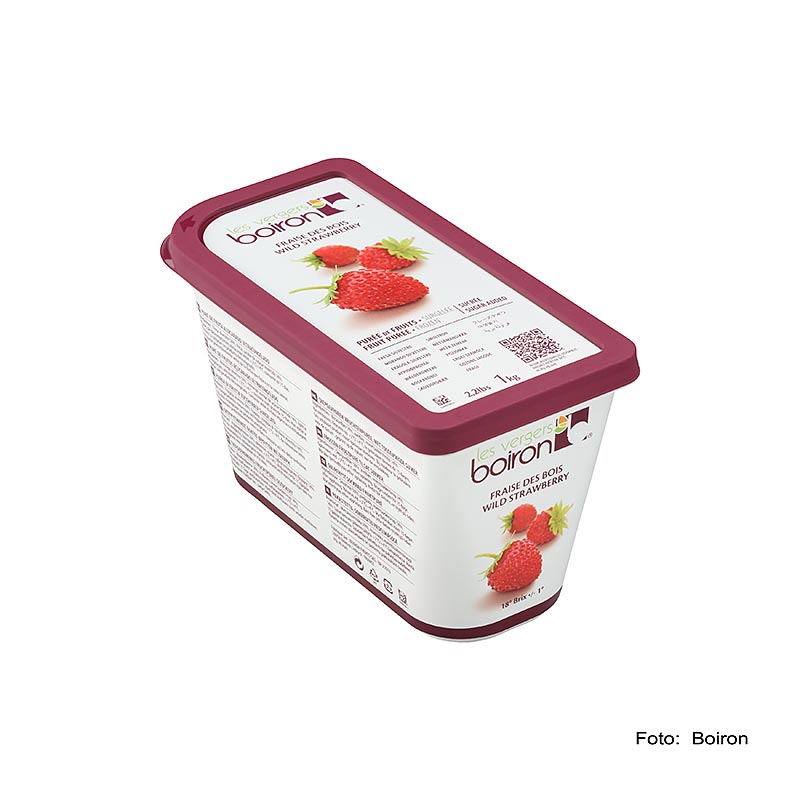 Vild jordbærpuré, Fraises des Bois, Skov og dyrket Jordbær, Boiron - 1 kg - Pe-shell