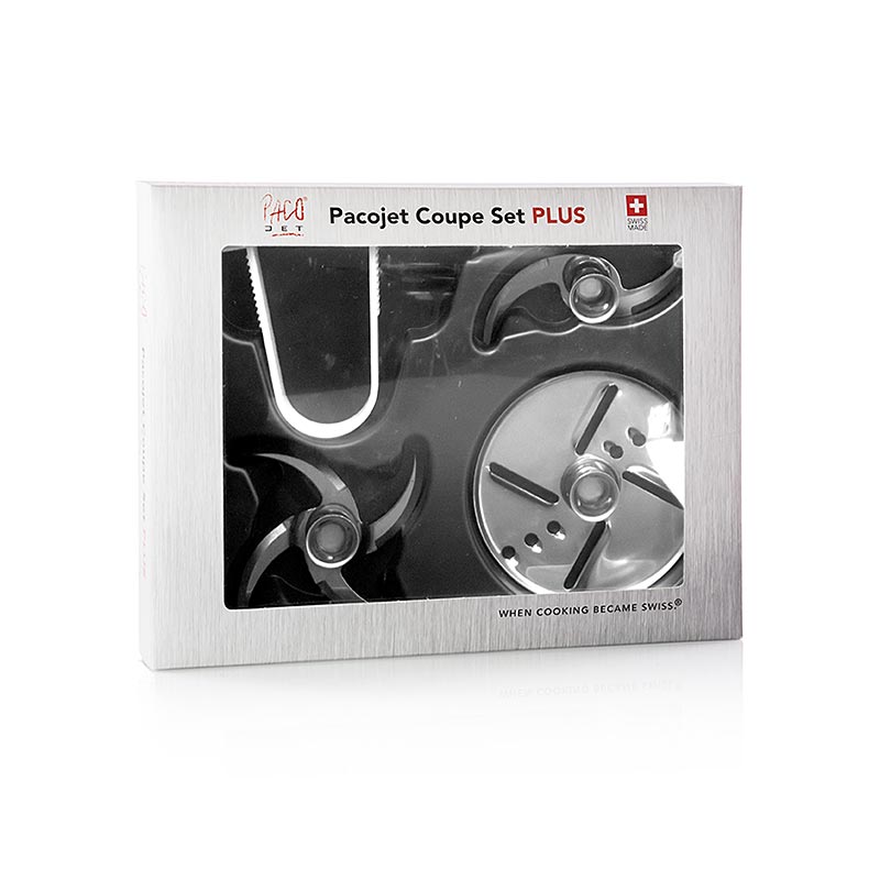 PACOJET Coupe Set PLUS (2 couteaux + 1 disque d`impact + pince à couteaux) pour PJ PLUS 2 - 4 pièces - Papier carton