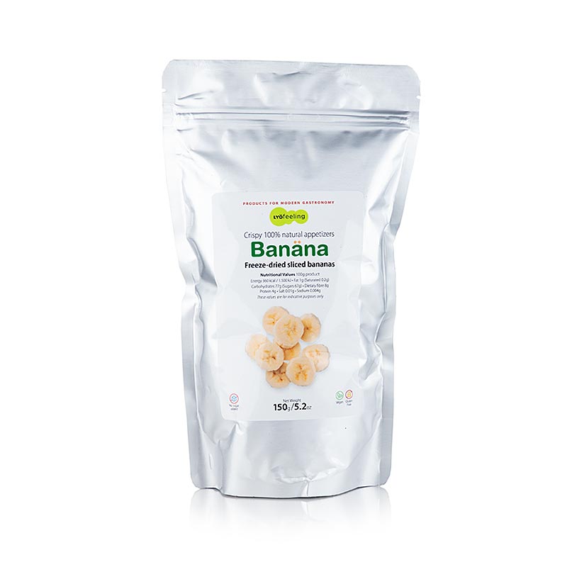 TÖUFOOD LYOFEELING BANÄNA, gefriergetrocknete Banane, Scheiben - 150 g - Beutel