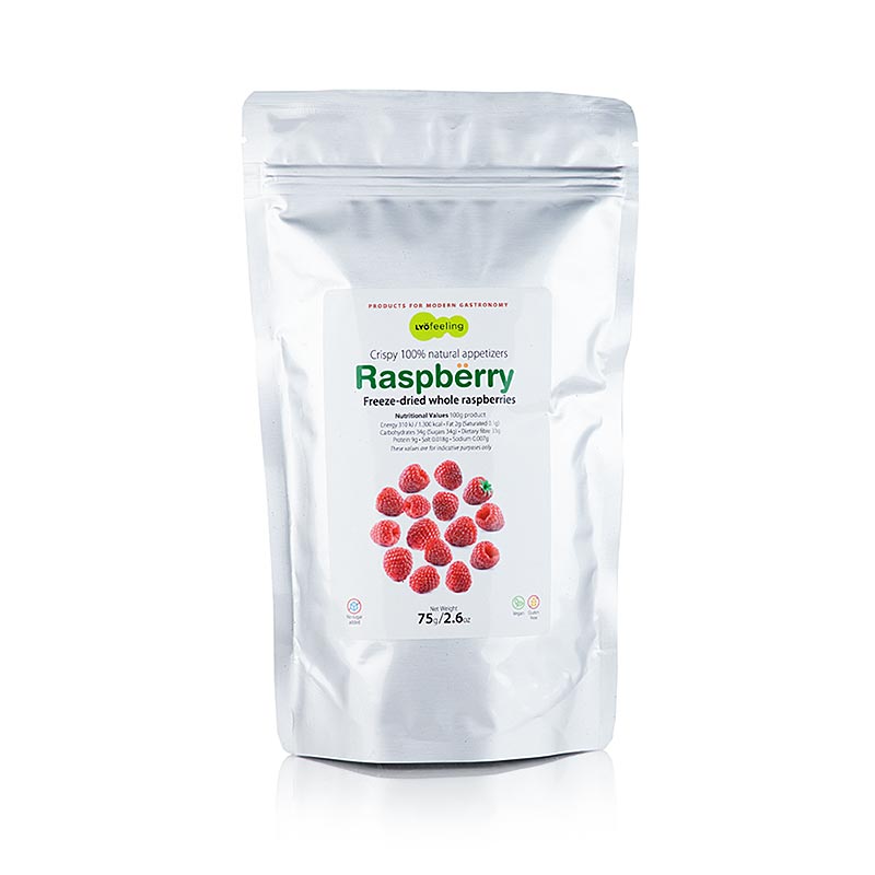 TÖUFOOD LYOFEELING RASPBERRY, freeze-dried raspberries, whole - 75g - bag