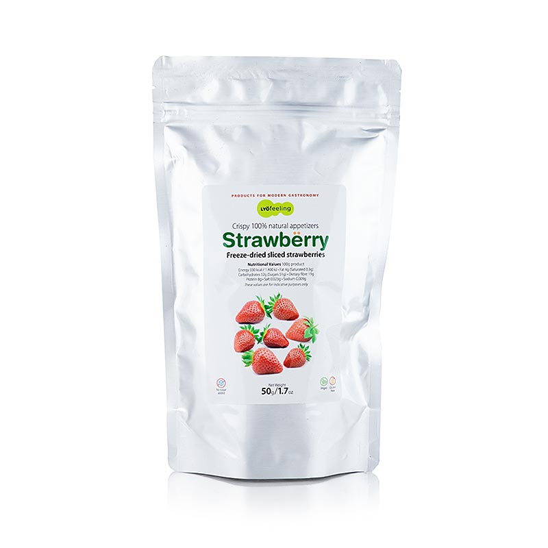 TÖUFOOD LYOFEELING STRAWBERRY, gefriergetrocknete Erdbeeren, Scheiben - 50 g - Beutel