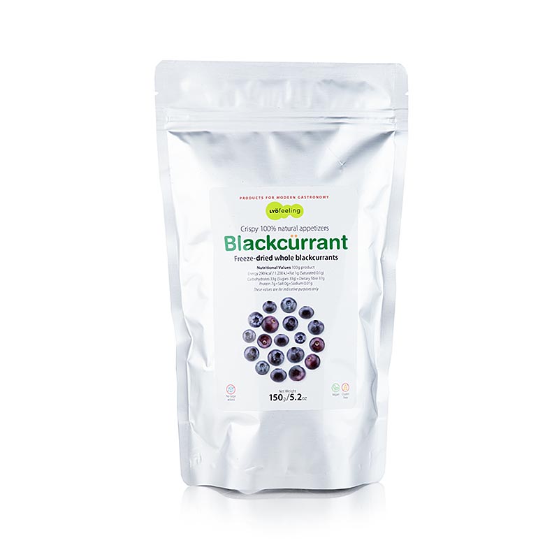 TÖUFOOD LYOFEELING BLACKCÜRRANT, gefriergetrocknete Johannisbeeren, ganz - 150 g - Beutel